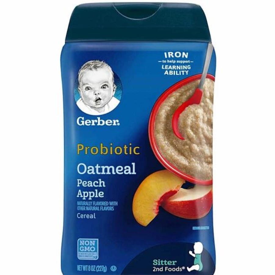 Nursing & Feeding * | Gerber Baby Cereal, 2Nd Foods, Probiotic Oatmeal Peach Apple, 8 Oz Varies