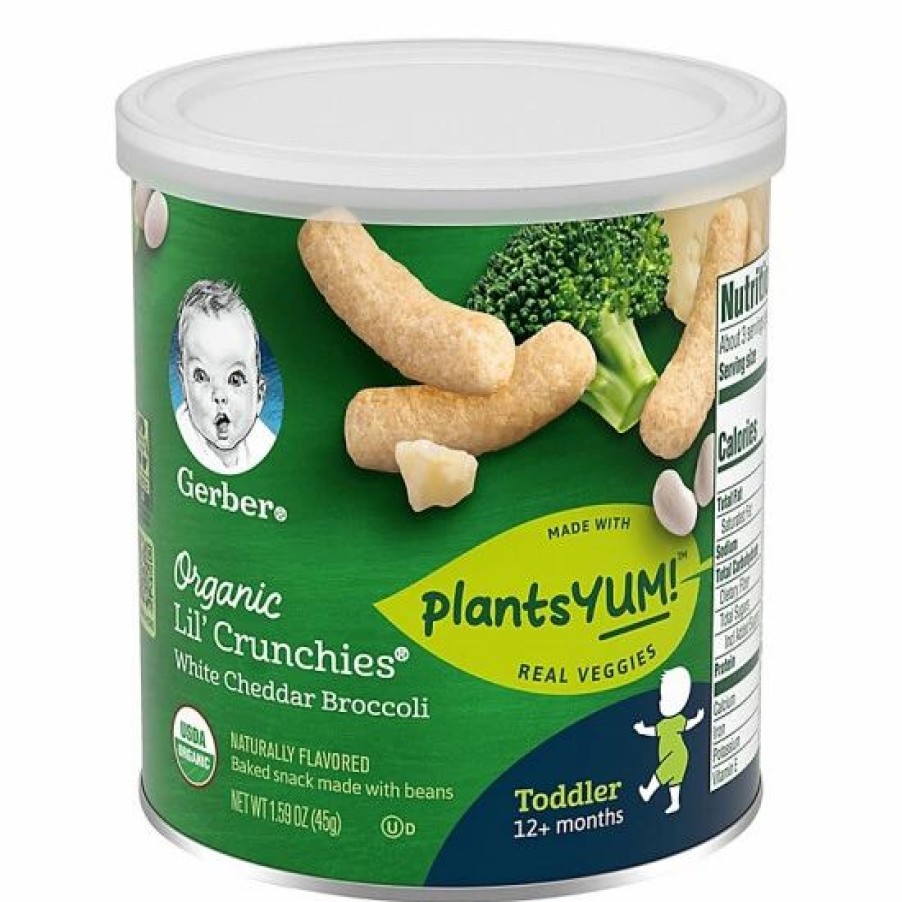 Nursing & Feeding * | Gerbers Organic Lil' Crunchies 1.59 Oz. White Cheddar Broccoli No Color