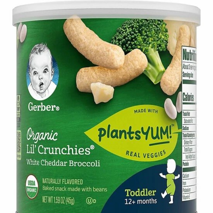 Nursing & Feeding * | Gerbers Organic Lil' Crunchies 1.59 Oz. White Cheddar Broccoli No Color