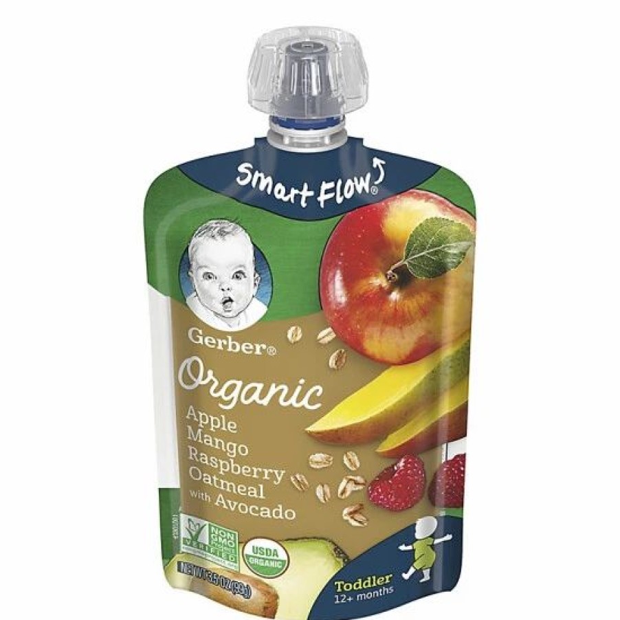 Nursing & Feeding * | Gerber 3.5 Oz. Toddler Organic Apple Mango Raspberry Oatmeal With Avocado No Color