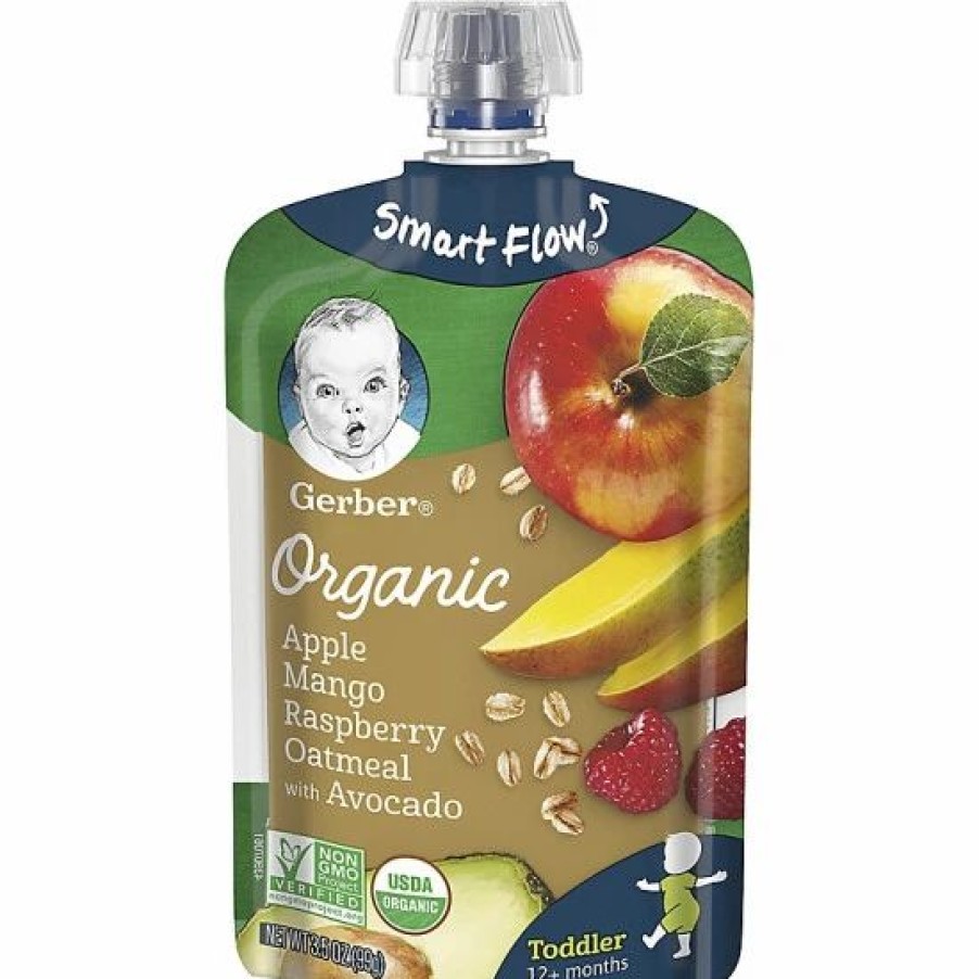 Nursing & Feeding * | Gerber 3.5 Oz. Toddler Organic Apple Mango Raspberry Oatmeal With Avocado No Color