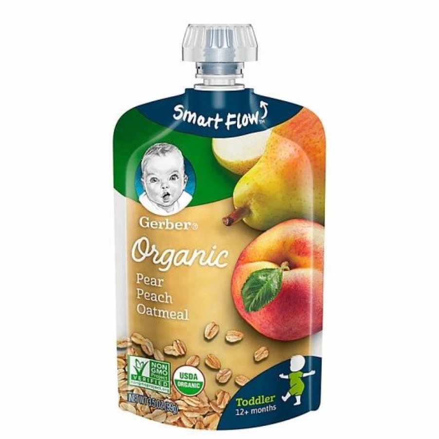 Nursing & Feeding * | Gerber 2Nd Foods Organic Fruit & Grain 3.5 Oz. Pear, Peach Oatmeal Multi