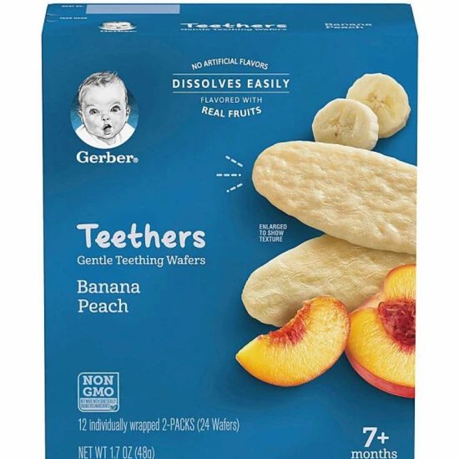 Nursing & Feeding * | Gerber Teethers Gentle Teething Wafers, Banana Peach, 1.7 Oz Varies