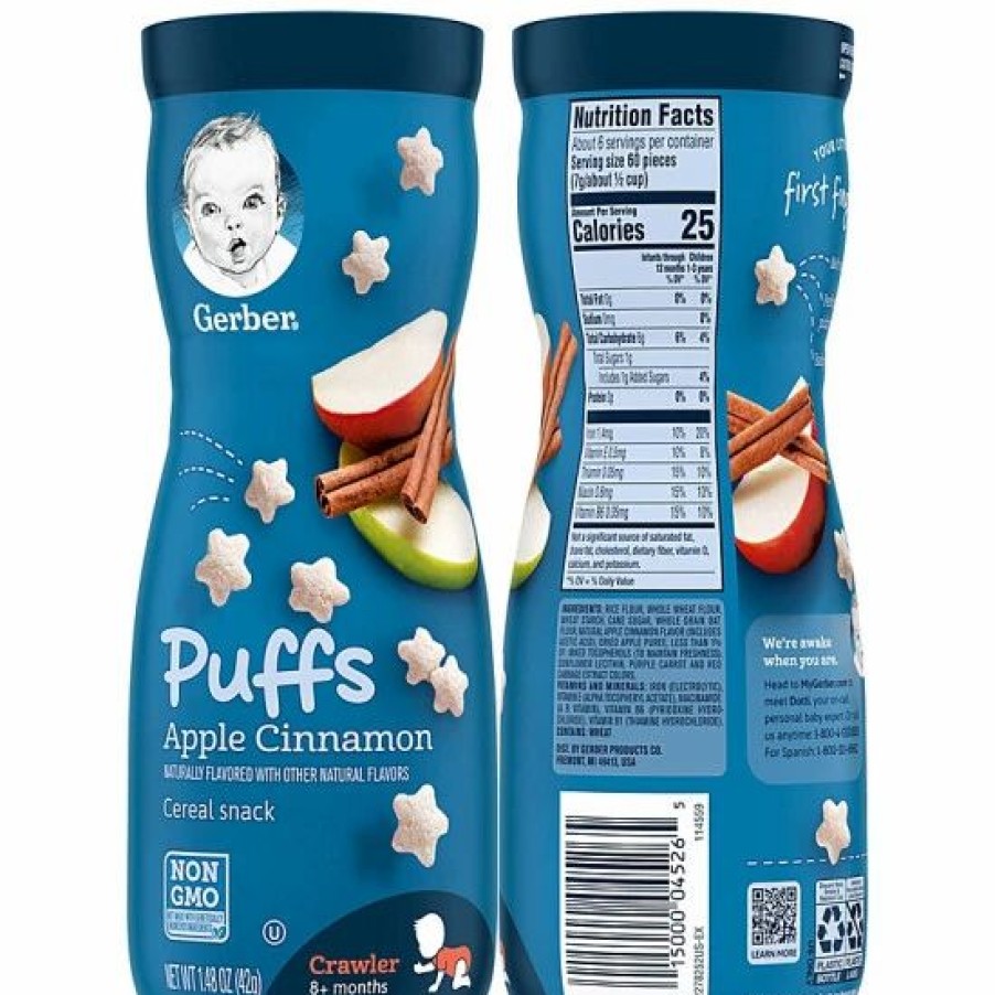 Nursing & Feeding * | Gerber Puffs Cereal Snacks Variety Pack, 1 Strawberry Apple, 1 Blueberry, 1 Apple Cinnamon, 3 Ct Varies