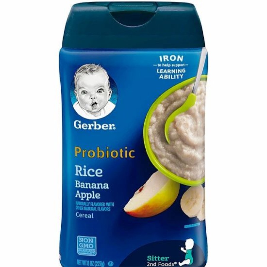 Nursing & Feeding * | Gerber 8 Oz. Probiotic Rice Cereal In Rice Banana And Apple No Color