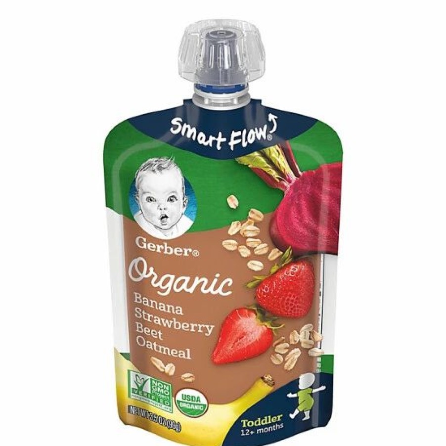 Nursing & Feeding * | Gerber Organic 3.5 Oz. Banana Strawberry Beet Oatmeal Pouch No Color