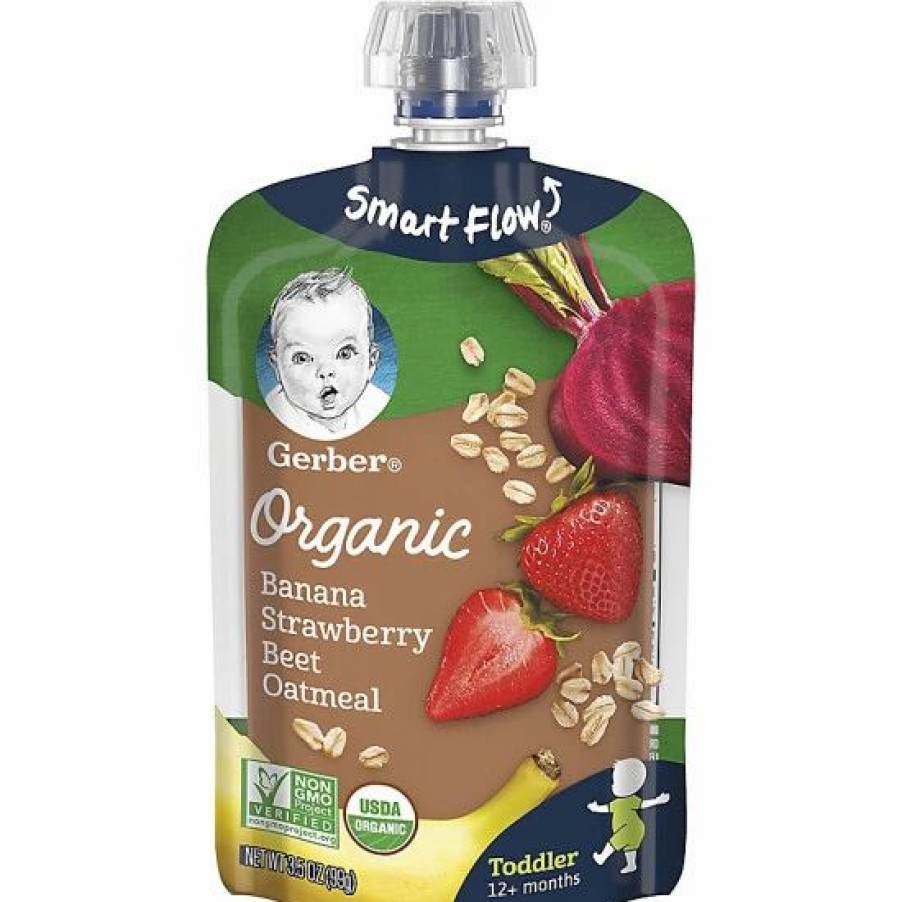 Nursing & Feeding * | Gerber Organic 3.5 Oz. Banana Strawberry Beet Oatmeal Pouch No Color