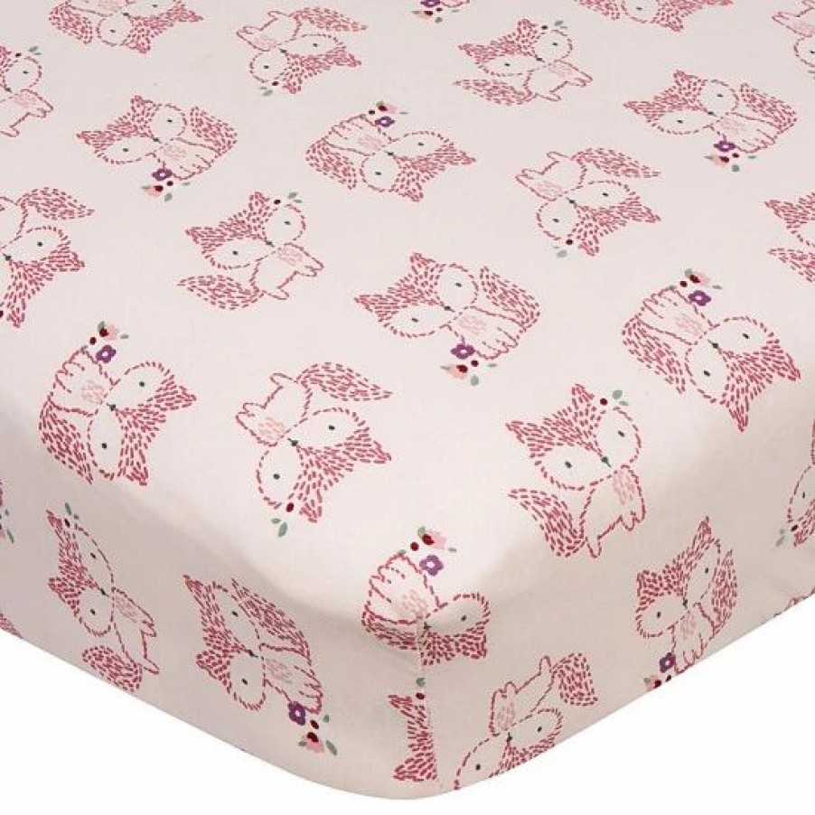 Bedding & Decor * | Gerber Foxes Fitted Crib Sheet In Pink