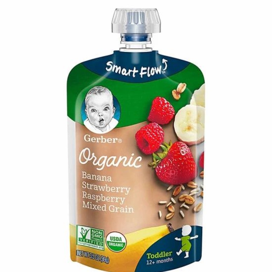 Nursing & Feeding * | Gerber Organic Toddler Food Fruit & Grain 3.5 Oz. Banana, Red Berries, Granola Multi