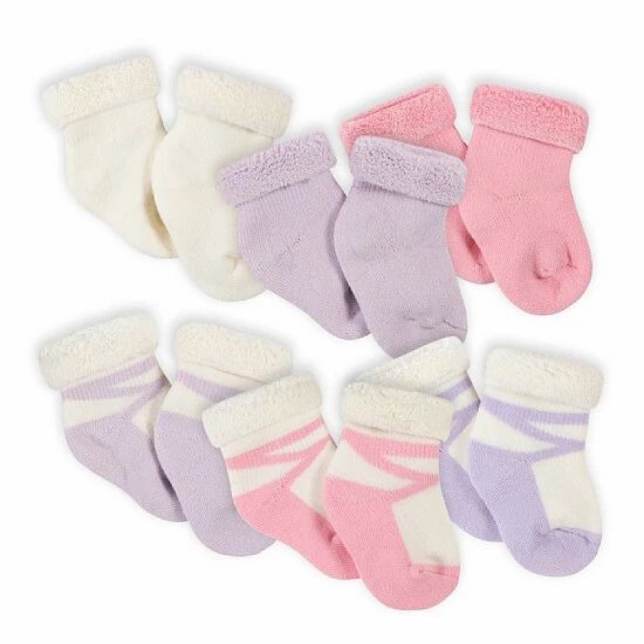 Clothing & Accessories * | Gerber 6-Pack Bunny Wiggle-Proof Bootie Socks In Purple