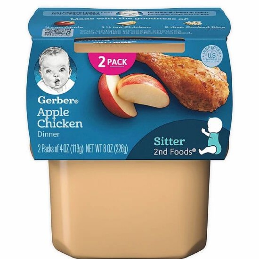 Nursing & Feeding * | Gerber 2Nd Foods 3.5 Oz. Apples & Chicken (2-Pack) No Color