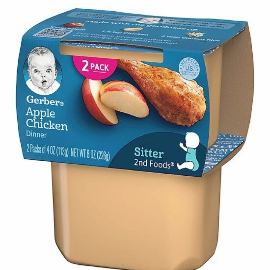 Nursing & Feeding * | Gerber 2Nd Foods 3.5 Oz. Apples & Chicken (2-Pack) No Color