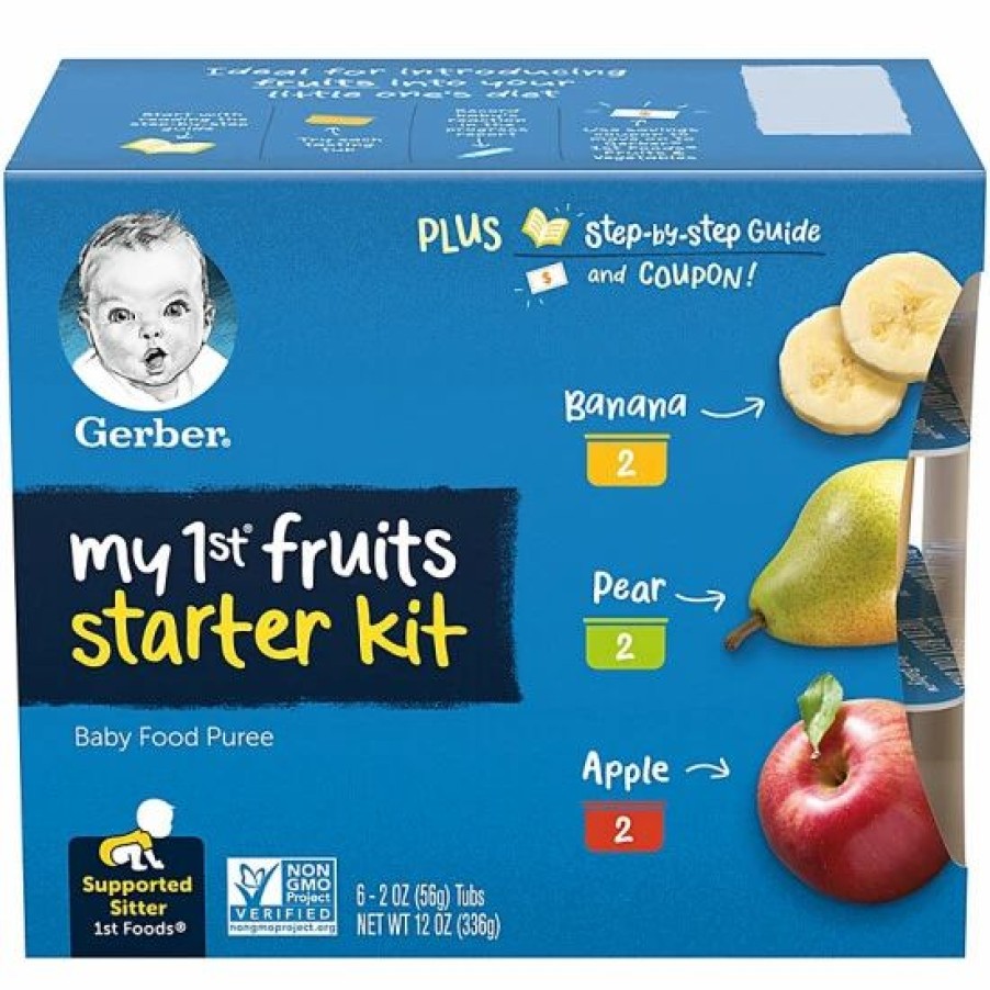 Nursing & Feeding * | Gerber My 1St Fruits 6-Pack Banana, Pear And Apple Starter Kit No Color