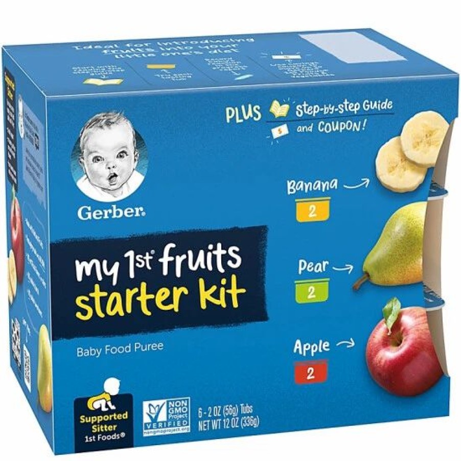 Nursing & Feeding * | Gerber My 1St Fruits 6-Pack Banana, Pear And Apple Starter Kit No Color