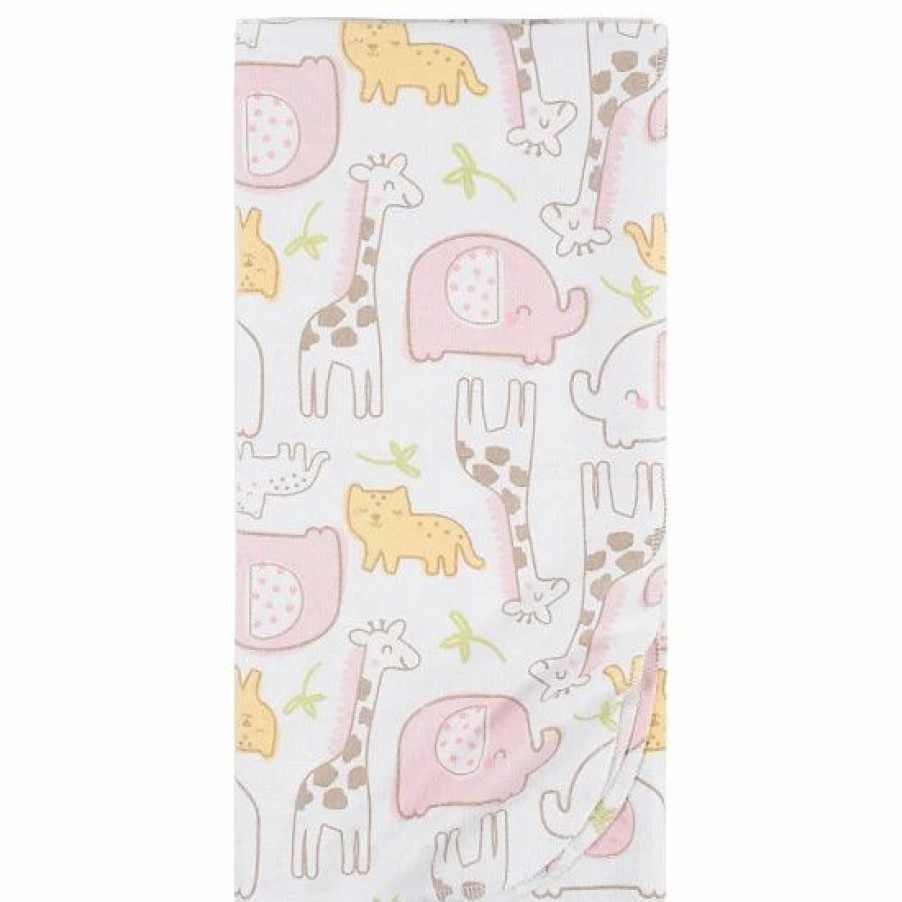 Bedding & Decor * | Gerber 5-Pack Safari Flannel Blankets In Pink