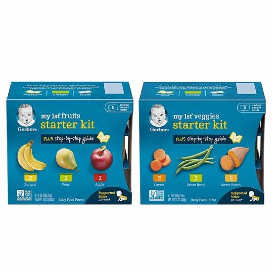 Nursing & Feeding * | Gerber My 1St Fruits And Veggies Stage 1 Baby Food Starter Pack, 2 Ounce Tubs (12 Count) Varies