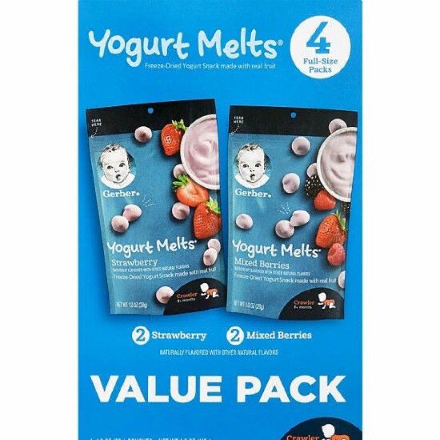 Nursing & Feeding * | Gerbers Yogurt Melts 4-Pack Freeze-Dried Yogurt Snacks In Strawberry And Mixed Berry No Color