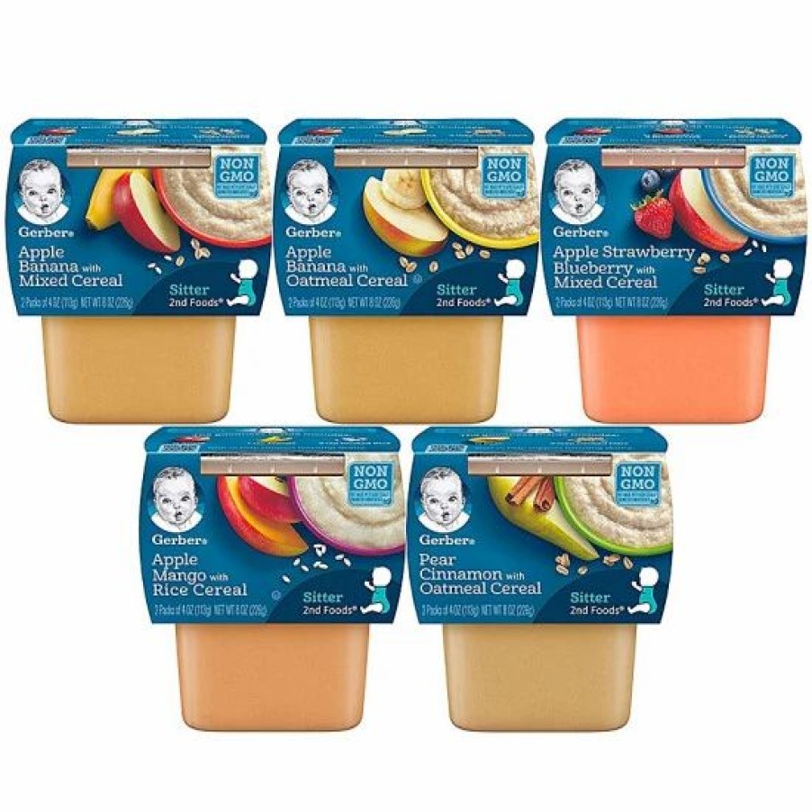 Nursing & Feeding * | Gerber 2Nd Foods Cereal 15Ct Variety Pack, 3 Each Of Pear Cinnamon, Apple Banana Oatmeal, Apple Mango Rice, Apple Strawberry Blueberry Varies