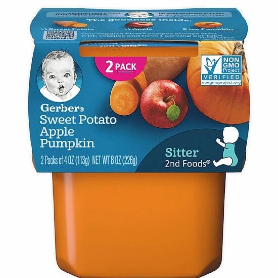 Nursing & Feeding * | Gerber 2-Pack 2Nd Foods Sweet Potato, Apple, And Pumpkin Veggies First Baby Food No Color