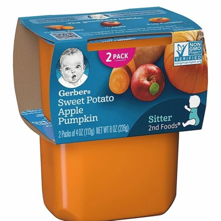 Nursing & Feeding * | Gerber 2-Pack 2Nd Foods Sweet Potato, Apple, And Pumpkin Veggies First Baby Food No Color