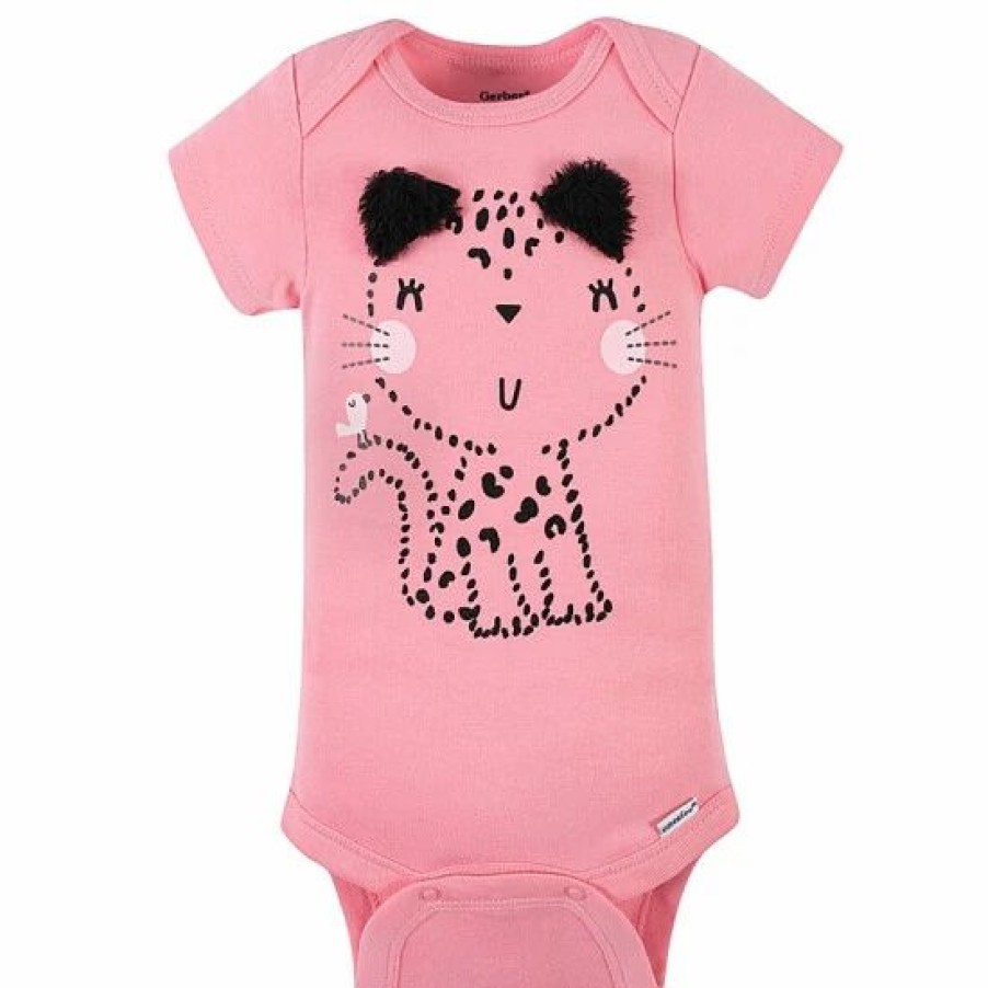 Clothing & Accessories * | Gerber Onesies Size 3-6M 4-Pack Leopard Bodysuits In Pink