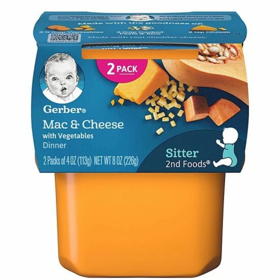 Nursing & Feeding * | Gerber 2Nd Foods 2-Pack 4 Oz. Mac & Cheese With Vegetables Baby Food No Color