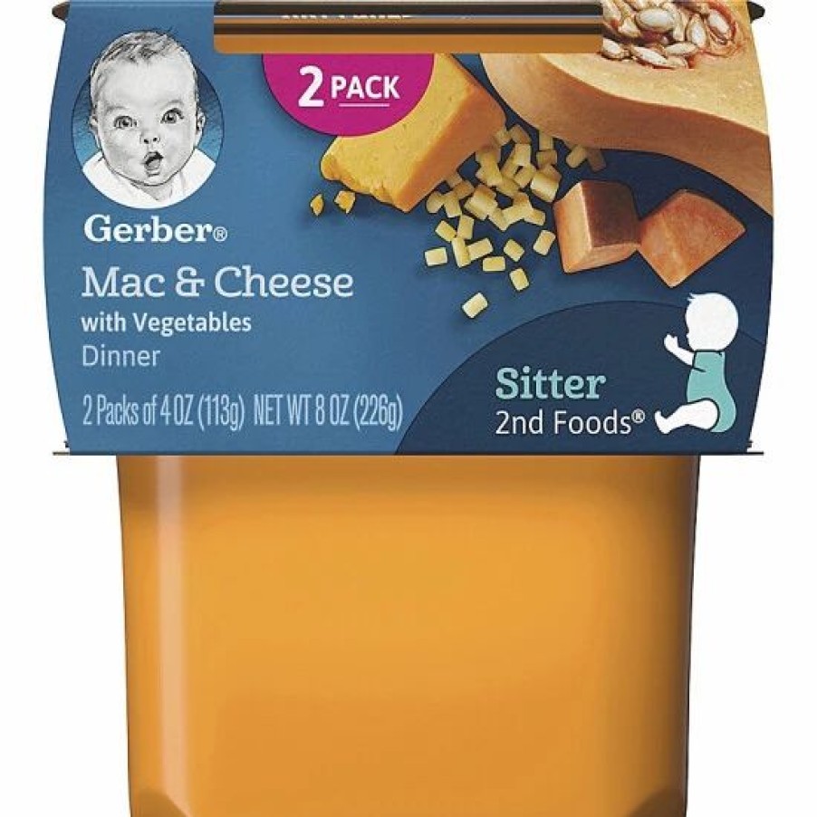 Nursing & Feeding * | Gerber 2Nd Foods 2-Pack 4 Oz. Mac & Cheese With Vegetables Baby Food No Color