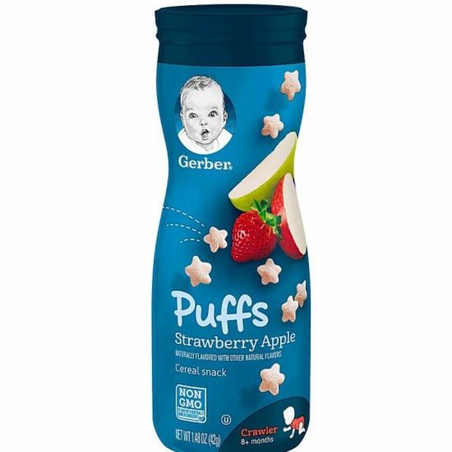 Nursing & Feeding * | Gerber Strawberry Apple Puffs Cereal Snacks, 1.48 Oz Varies