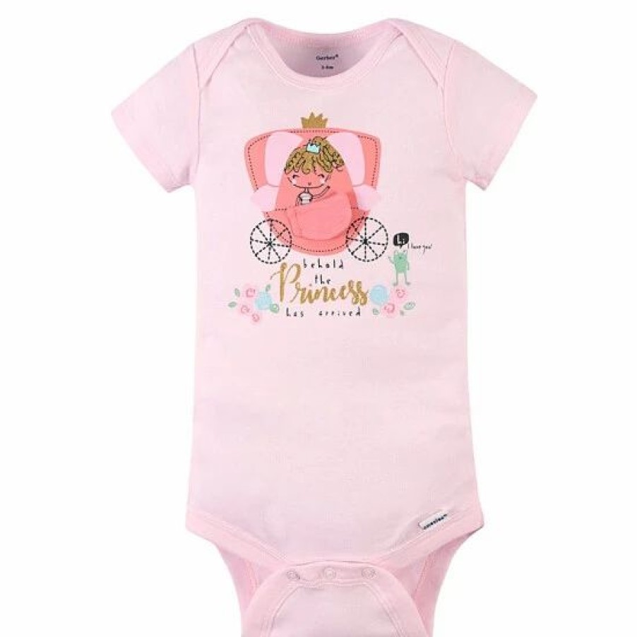 Clothing & Accessories * | Gerber Onesies Size 6-9M 4-Pack Princess Bodysuits In Pink