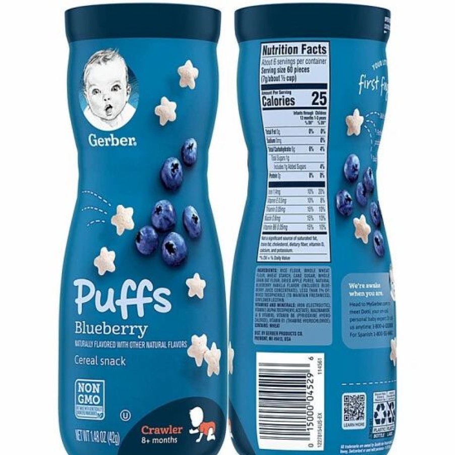 Nursing & Feeding * | Gerber Puffs Cereal Snacks Variety Pack, 1 Strawberry Apple, 1 Blueberry, 1 Sweet Potato, 3 Ct Varies