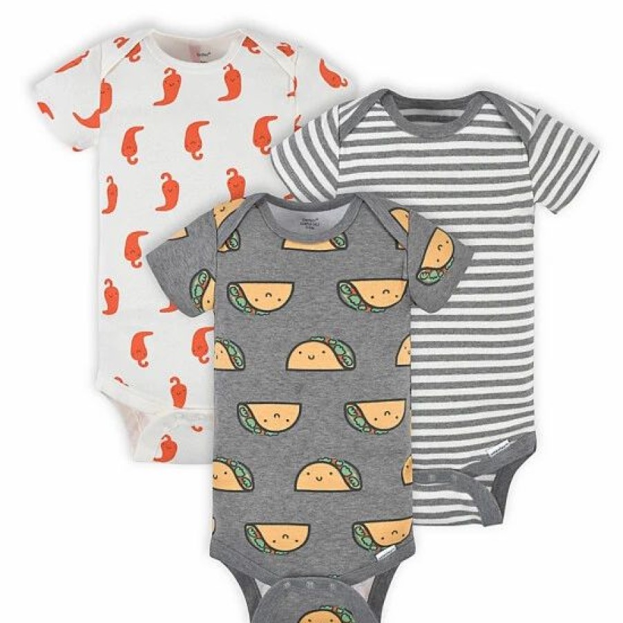 Clothing & Accessories * | Gerber Onesies 3-Pack Taco Bodysuits In Grey