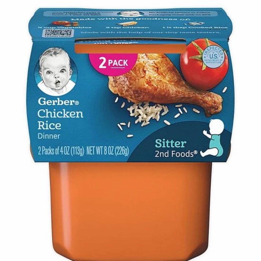 Nursing & Feeding * | Gerber 2Nd Foods 2-Pack 4 Oz. Chicken And Rice Nutritious Dinner Multi