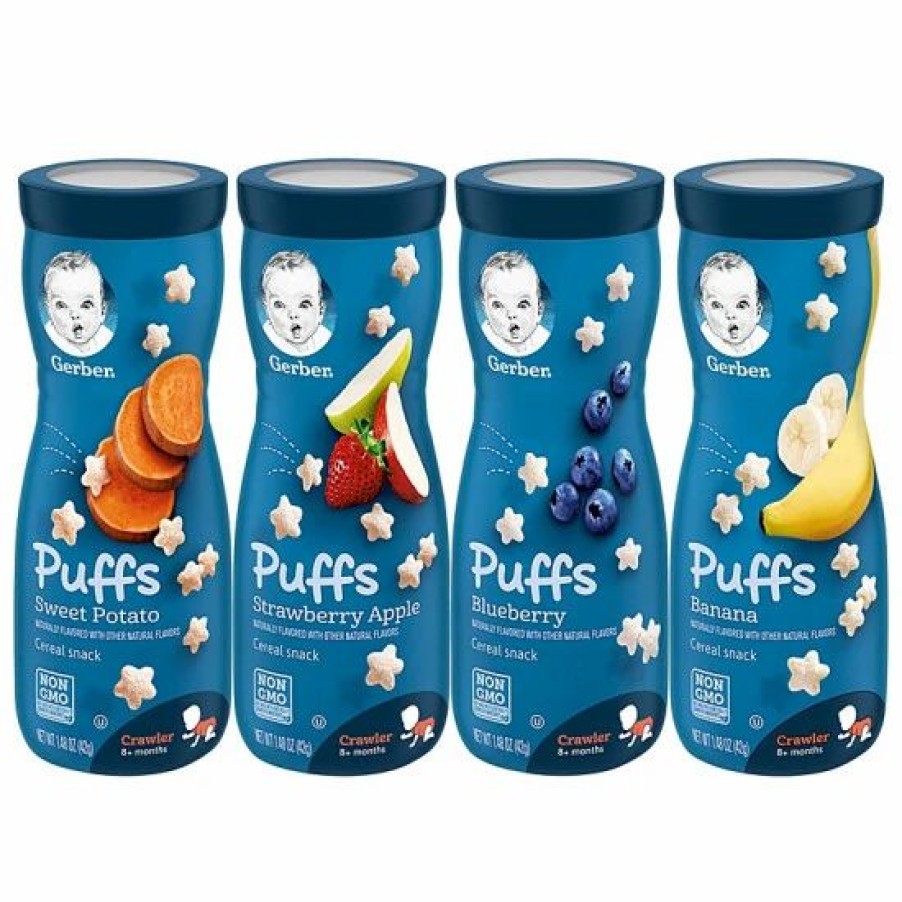 Nursing & Feeding * | Gerber Puffs Cereal Snack Variety Pack, 1 Strawberry Apple, 1 Banana, 1 Sweet Potato, 1 Blueberry, 4 Ct Varies