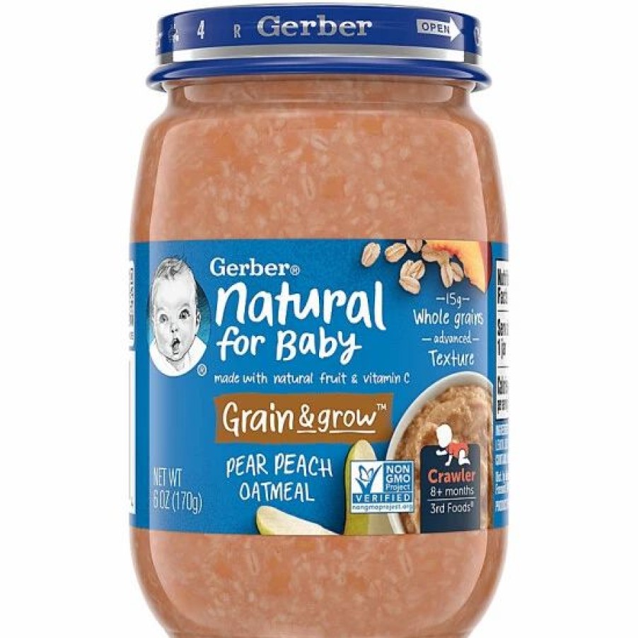 Nursing & Feeding * | Gerber 3Rd Foods Pear Peach Oatmeal Baby Food, 6 Oz.