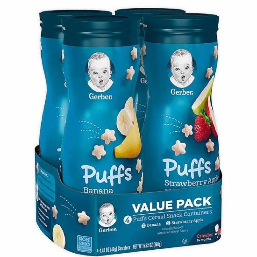 Nursing & Feeding * | Gerber Graduates 4-Count Puffs Cereal Snack In Banana And Strawberry Apple No Color