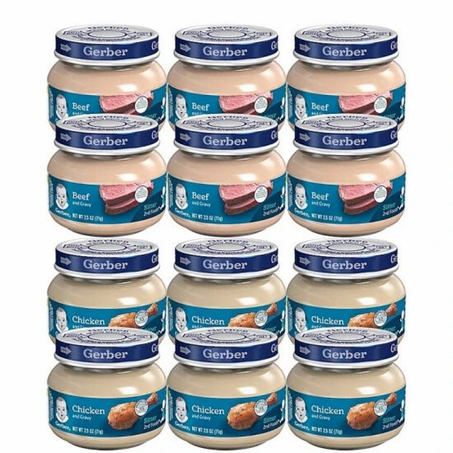 Nursing & Feeding * | Gerber 2Nd Foods Gravy Jars Variety Pack, 6 Chicken, 6 Beef, 12 Ct Varies