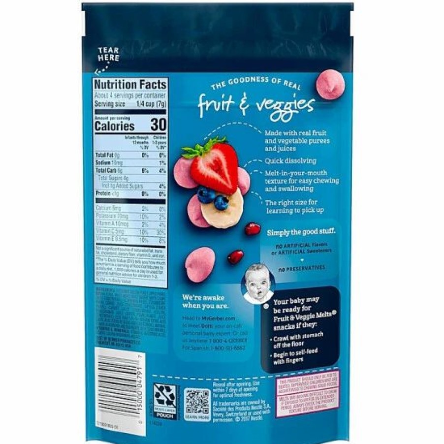 Nursing & Feeding * | Gerber Fruit & Veggie Melts, Very Berry Blend, 1 Oz Varies