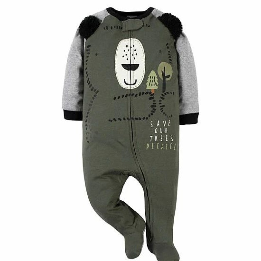 Clothing & Accessories * | Gerber Preemie 2-Pack Bear Sleep 'N Plays In Oilve/Grey