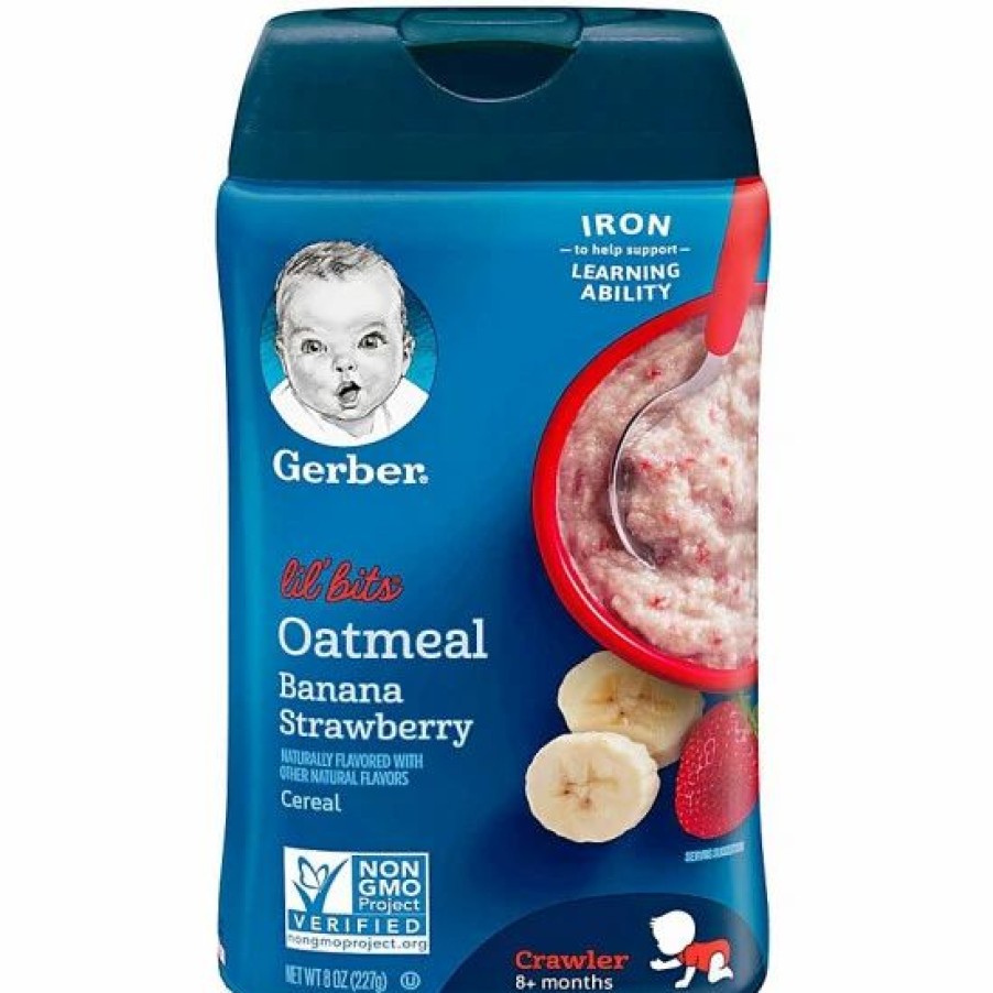 Nursing & Feeding * | Gerber Lil' Bits Cereal, Oatmeal Banana Strawberry, 8 Oz Varies