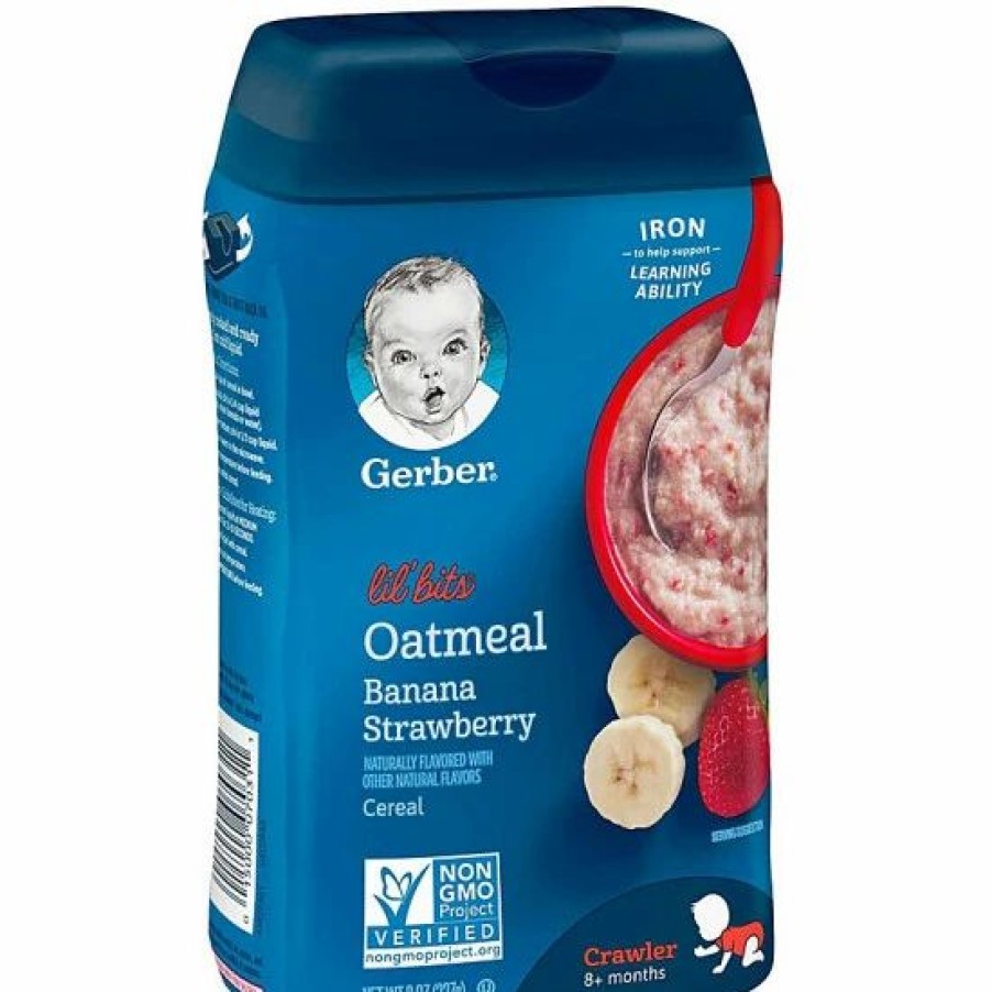 Nursing & Feeding * | Gerber Lil' Bits Cereal, Oatmeal Banana Strawberry, 8 Oz Varies