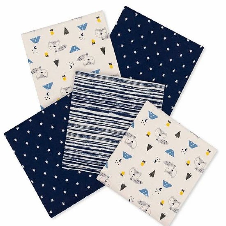 Bedding & Decor * | Gerber Fox 5-Pack Flannel Blanket In Blue