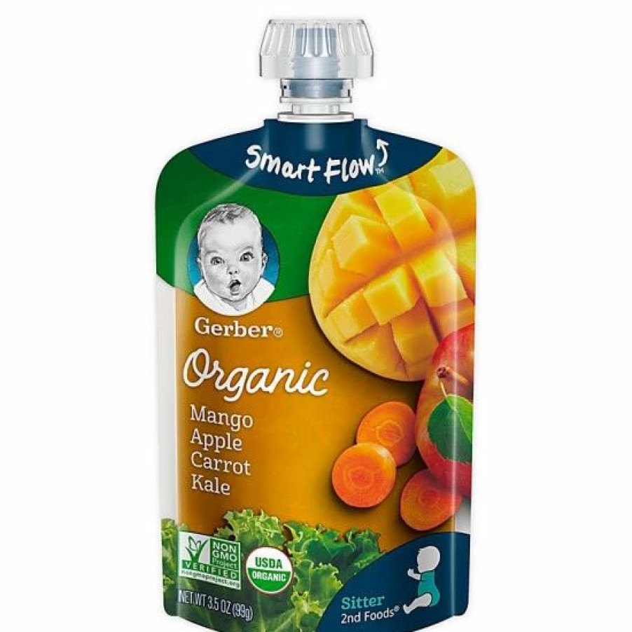 Nursing & Feeding * | Gerber 2Nd Foods Organic 3.5 Oz. Mangoes, Apples, Carrots And Kale No Color