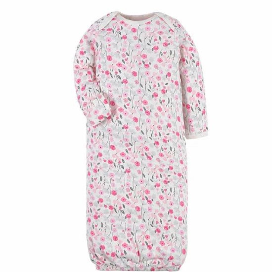 Clothing & Accessories * | Gerber 2-Piece Roses Gown And Cap Set In Pink