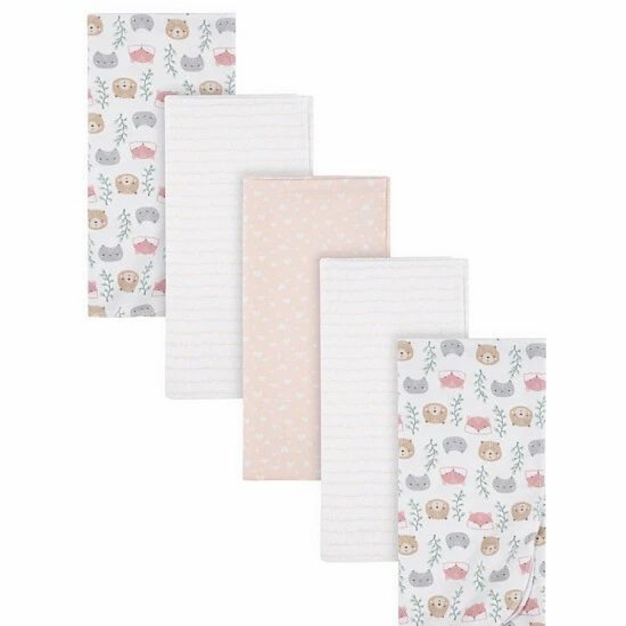 Bedding & Decor * | Gerber 5-Pack Woodland Flannel Blankets In White