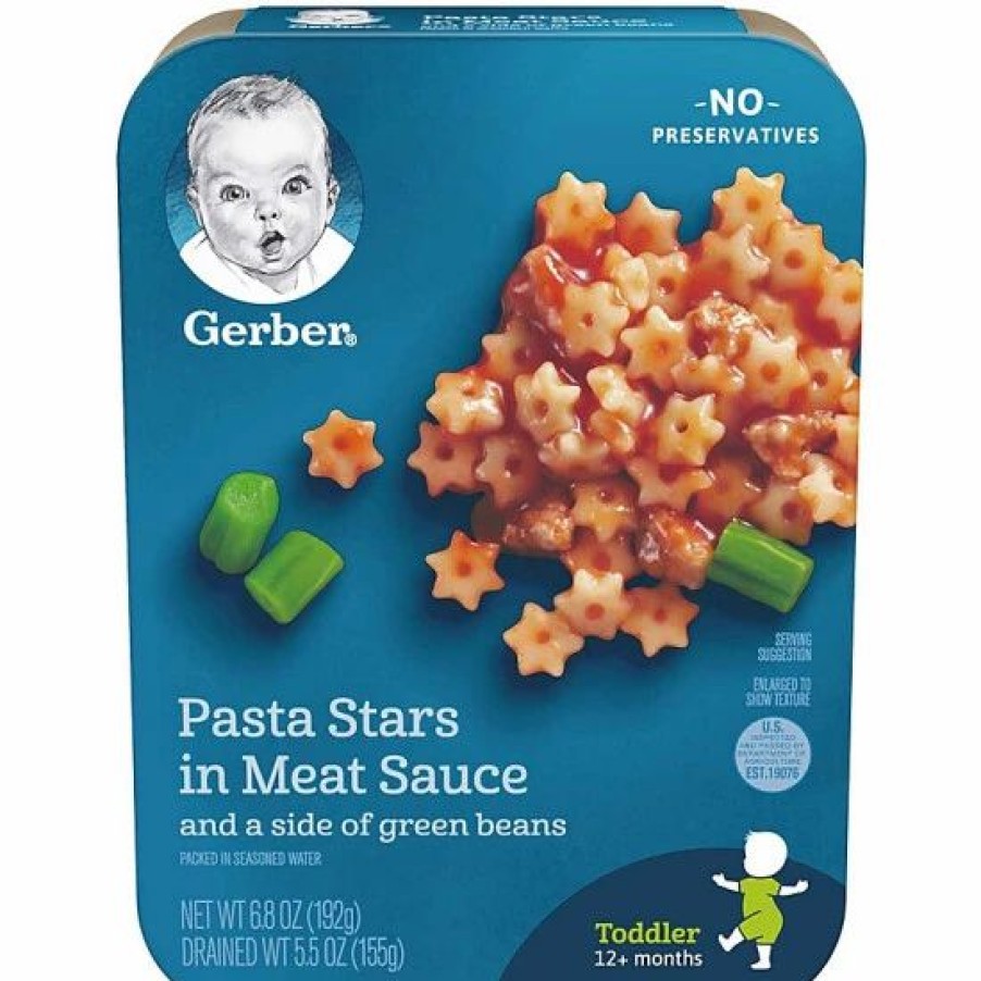 Nursing & Feeding * | Gerber Lil Entrees, Pasta Stars In Meat Sauce With Green Beans, 6.6 Oz Varies