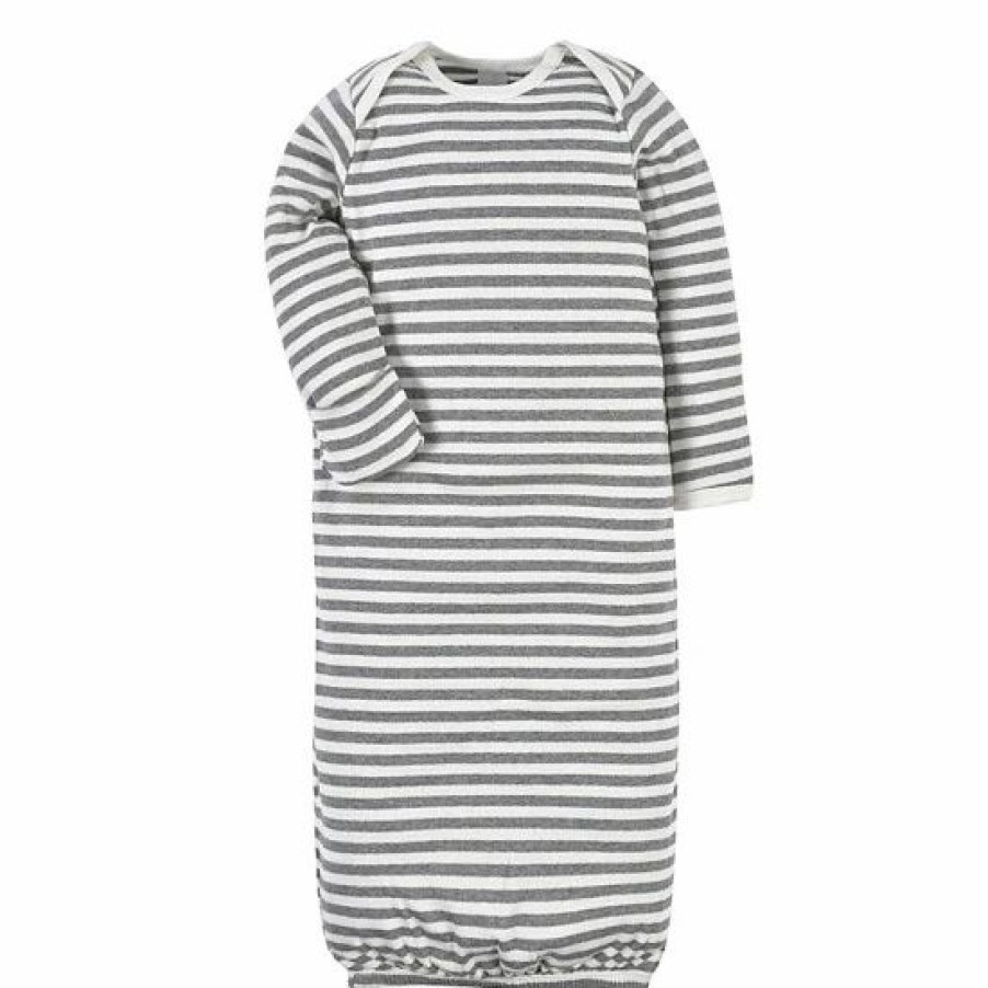 Clothing & Accessories * | Gerber 2-Piece Gown And Hat Set In Grey Stripe