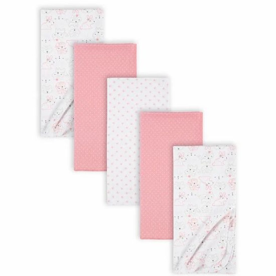 Bedding & Decor * | Gerber 5-Pack Critters Flannel Blankets In Pink