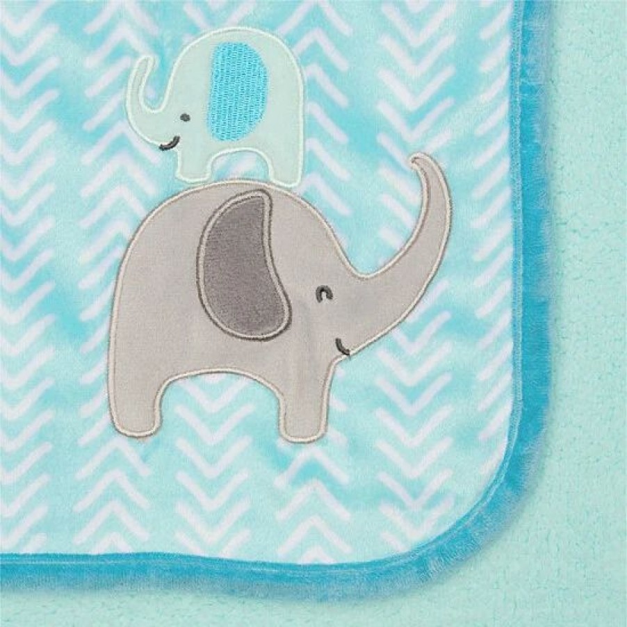 Bedding & Decor * | Gerber Elephants Plush Blanket In Blue