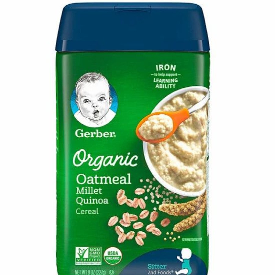 Nursing & Feeding * | Gerber Baby Cereal, 2Nd Foods, Organic Oatmeal Millet Quinoa, 8 Oz Varies